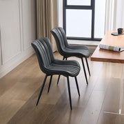 Set of 2 Modern Dining Chairs Tech Fabric Upholstered Cushioned Metal Legs