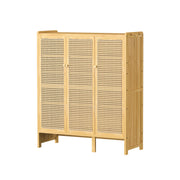 3 Rattan Door XL Shoe Cabinet Bamboo Wood Shoes Shelf Footwear Storage Organizer