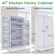 120cm Kitchen Pantry Cupboard Freestanding Larder Storage Cabinet with