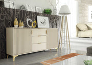 TV Unit Sideboard TV Stand Cabinet Cupboard Storage Milled Fronts Cashmere 140cm