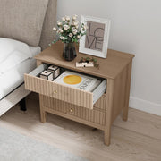 Set Of 2 Large 3 Drawer Bedside Tables - Hales Pale Wood Range
