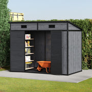 4 x 8ft Grey Wood Effect Plastic Garden Shed Outdoor Utility Tool Storage House