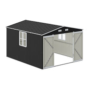 Outdoor Storage Shelter 12 x 10FT Galvanised Steel Storage Shed with Dual Window