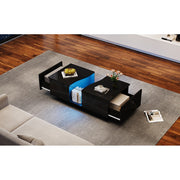 Led Coffee Table with 2 Drawer Storage, High Gloss Coffee Table for Living Room