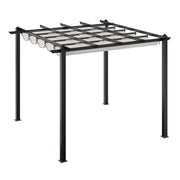 3 x 3 m Metal Pergola Gazebo Patio Sun Shelter Retractable Canopy Garden Shelter