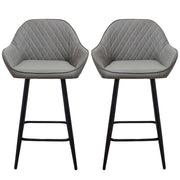 Set of 2 Bar Stools PU Leather Seat Bar Chair for Home Breakfast Kitchen Counter