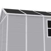 Grey Plastic Outdoor Storage Shed 8x8 FT with Double Windows for Tool Bike Store