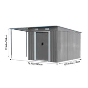9 X 5.5ft Large Metal Shed Outdoor Garden Tools Storage House with 2 Door Window