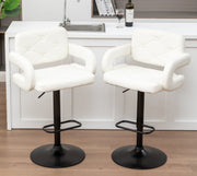 2 LARGE BAR STOOLS PLUSH SEAT GAS LIFT SWIVEL BREAKFAST KITCHEN BAR LARGE SEAT