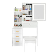 Dressing Table With Drawers Mirror Stool Set Makeup Desk Vanity Table Bedroom