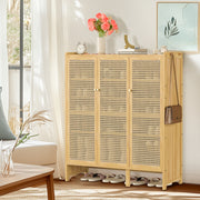 3 Rattan Door XL Shoe Cabinet Bamboo Wood Shoes Shelf Footwear Storage Organizer