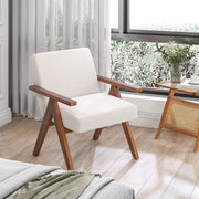 Modern Accent Chair Linen Fabric Armchair w/ Soft Padded Cushion Beige