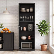 Tall Kitchen Larder Cupboard Storage Pantry Black Freestanding Utility Cabinet