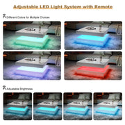 High Gloss Square LED Coffee Table Cocktail End Table Tea Tables for Living Room