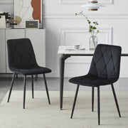 4X Dining Chairs Set Faux Suede Leather Padded Seat Metal Legs Kitchen Office