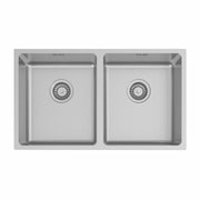 Stainless Steel Kitchen Sink 2 Double Bowl Inset Undermount Strainer Waste 750mm