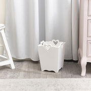 White Wooden Bin With Heart Cut Out Waste Paper basket storage