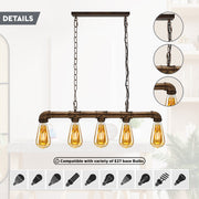5 Light Kitchen Island Pendant Linear Farmhouse Modern Pipe Lamp Lighting