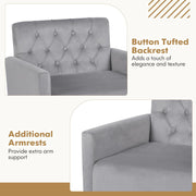 Modern Velvet Accent Chair Upholstered Armchair Sofa Chair-Grey