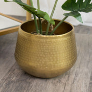 Medium Round Gold Patterned Planter pot houseplant home decor glamorous metallic