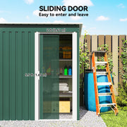 5 x 3ft Garden Storage Shed Sliding Door Sloped Roof Tool, Green