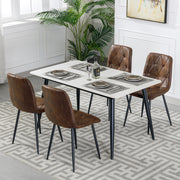 4X Dining Chairs Set Faux Suede Leather Padded Seat Metal Leg Kitchen