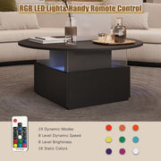 LED Coffee Table with 2 Drawers Cocktail Sofa Center Table for Living Room