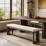 63-Inch Modern Solid Wood Entryway Bench with Upholstered Cushion for Hallway