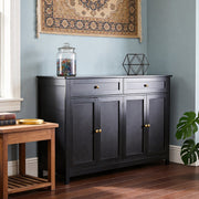 Modern Sideboard Buffet Cabinet with Storage Cabinets 4 Doors 2 Drawers Black