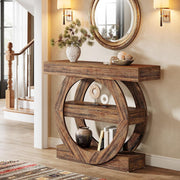 41.34'' Farmhouse Wooden Narrow Console Table with Storage Shelves for Entryway