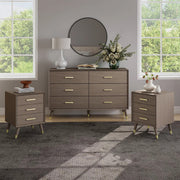 6 Drawer Chest Of Drawers & Pair of 3 Drawer Bedside Tables - Oslo Dark Wood Ran