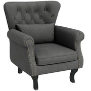 Wingback Armchair, Chesterfield-style Accent Chair, Dark Grey