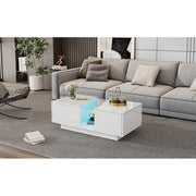 Led Coffee Table with 2 Drawer Storage, High Gloss Coffee Table for Living Room