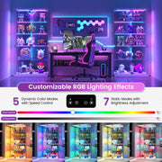 Glass Display Cabinet with Lock & RGB LED Lights — Figurine Showcase, Lockable