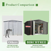 Garden Shed 10X8FT Metal Apex Roof With Free Foundation Base Storage House Anthr
