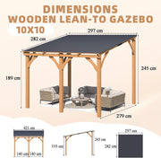 Lean-to Hardtop Gazebo Outdoor Wood Cedar Wall Mounted Pergola for Patio Decks