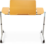 Tilting Over Bed & Chair Table Adjustable Height & Width with Lockable Castors