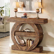 41.34'' Farmhouse Wooden Narrow Console Table with Storage Shelves for Entryway