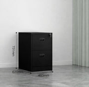 Black 2 Drawer Home Office Steel Filing Cabinet with Lockable Storage Cupboard