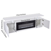 TV Stand Cabinet High Gloss White Electric Fireplace Unit W/ LED 12 Colour Flame
