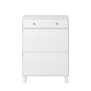 Modern Freestanding Shoe Cabinet Organizer with 2 Flip & 1 Pull-Out Drawers New