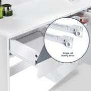 White Dressing Table with LED Lights Mirror Stool Drawers Vanity Makeup Desk Set