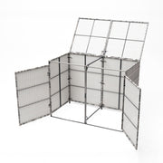 Rattan Garden Double Wheelie Bin Store Outdoor Dustbin Rubbish Storage Shed Box