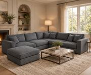 Luxury| Ruby Corner Sofa | Left & Right | 5 Seater | Sharon Grey| Full Back