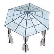 XL Hardtop Gazebo Garden Pavilion Metal Frame Polycarbonate Roof with Curtains