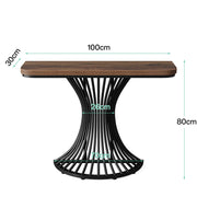 39-Inch Small Industrial Console Table Entryway Table with Geometric Metal Base