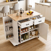 Kitchen Island with Side Storage Rack Mobile Kitchen Trolley Cart w/ Cabinet UK