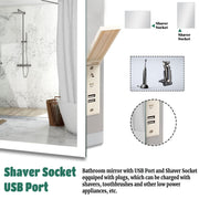 Illuminated Bathroom Mirror With LED light Bluetooth Shaver Socket Demister