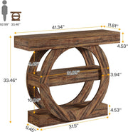 41.34'' Farmhouse Wooden Narrow Console Table with Storage Shelves for Entryway