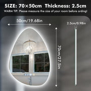 Pebble LED Bathroom Wall Mirror Demister Illuminated Light Up 500x700 Waterproof